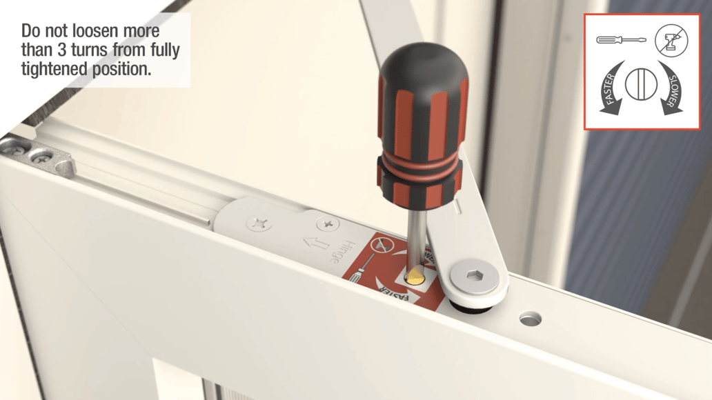 Howto adjust the closing speed on an Impressions Storm Door.
